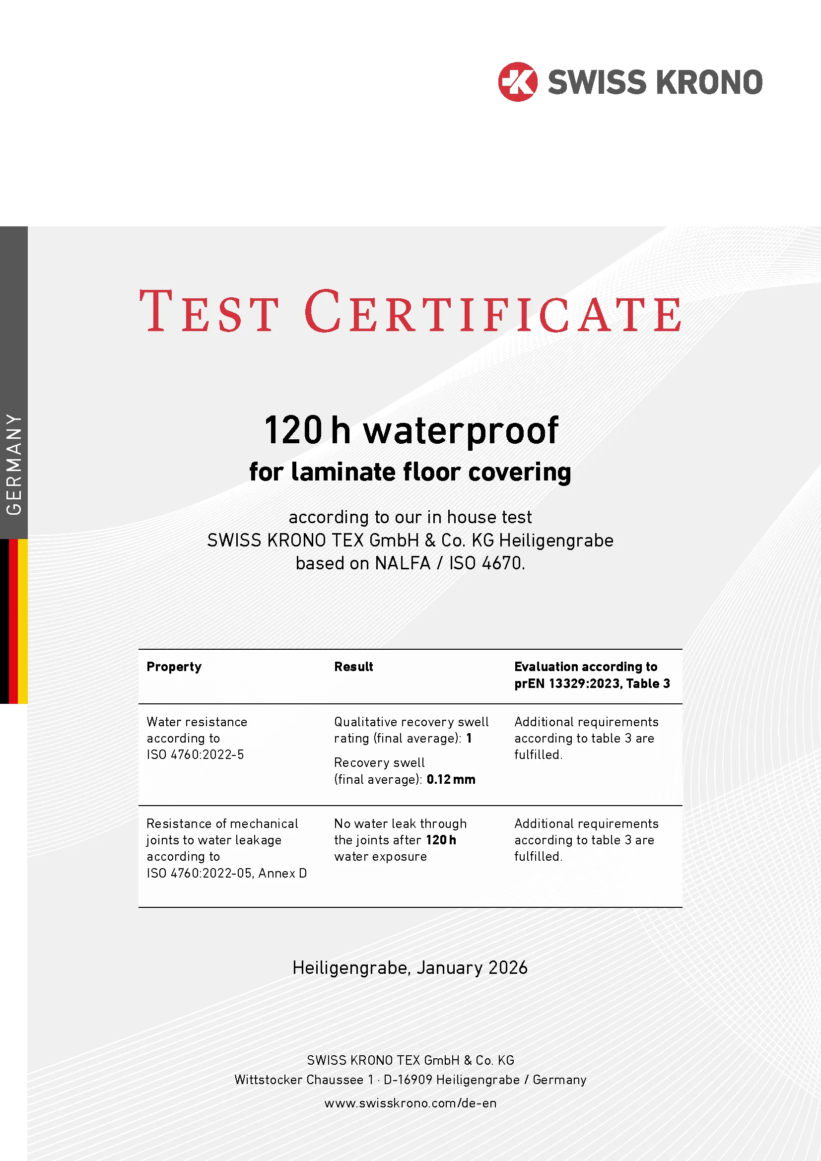 kronotex 原廠證明_Certificate 120h Waterproof_EN_2026